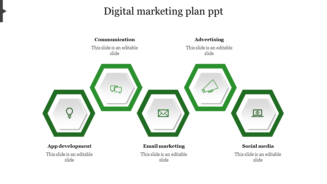 Free - Use Digital Marketing Plan PPT In Green Color Slide